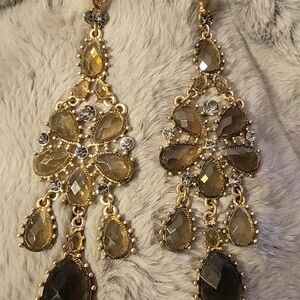 Elegant Gold and Silver Chandelier Earrings